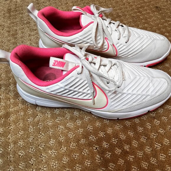 Nike Explorer 2 Size 10 Golf Shoes White Pink Spikeless Womens Golf AA1846-100 - Picture 1 of 9